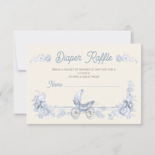 Toile Floral Teddy Bär Diaper Raffle Einladung (Vorderseite)