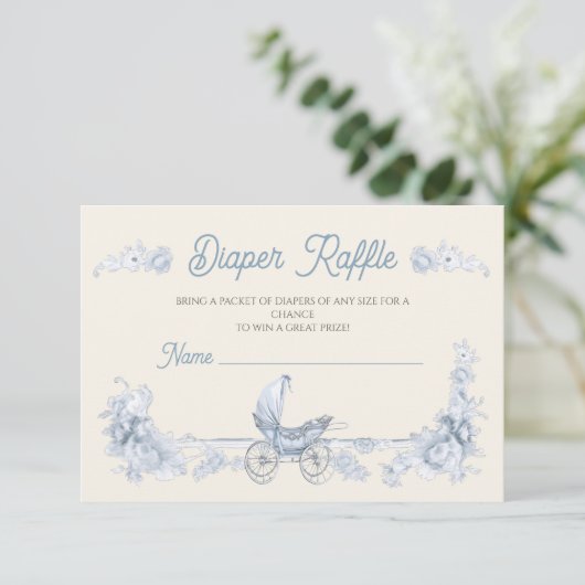 Toile Floral Teddy Bär Diaper Raffle Einladung (Stehend Vorderseite)