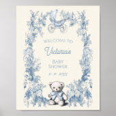 Toile Floral Teddy Bear Baby Dusche Begrüßungszeic Poster (Vorne)