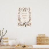 Toile Floral Teddy Bear Baby Dusche Begrüßungszeic Poster (Küche)