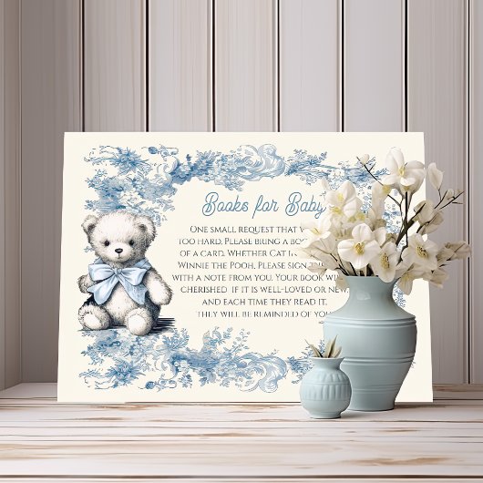 Toile Floral Teddy Bear Books for Baby Einladung
