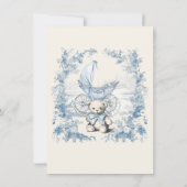 Toile Floral Teddy Bear Carriage Baby Dusche Einladung (Rückseite)