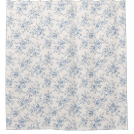 Toile Florales Bouquet Blau Creme Vintage Botanisc Duschvorhang