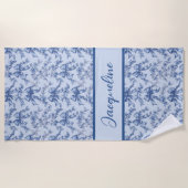 Toile French Blue Coquette Bow Wedding Party Strandtuch (Vorderseite)