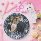 Toile French Vintag Blue Floral Wedding Pappteller (Party)