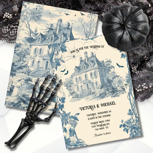 Toile Ghosted Halloween-Schloss Hochzeit Einladung