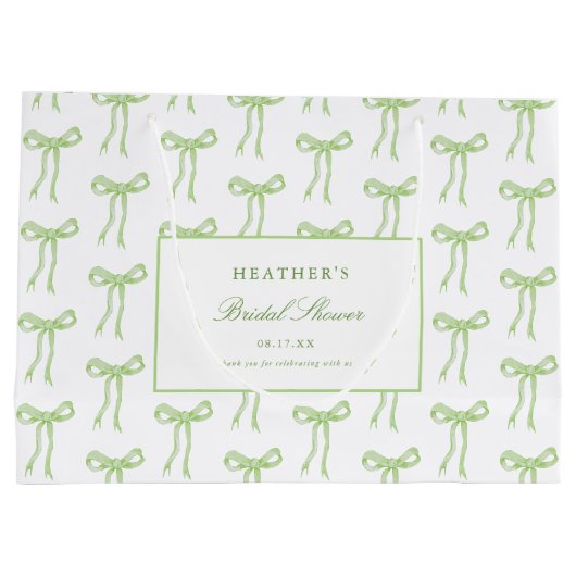 Toile Green Bow bindet das blaue Brautparty des Kn Große Geschenktüte (Rückseite)