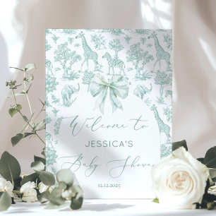 Toile Green Safari Tiere Babydusche Willkommen Poster