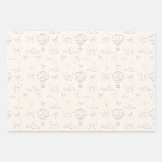 Toile Hot Air-Balloon And Bows Seamless Pattern Geschenkpapier Set (Vorderseite)