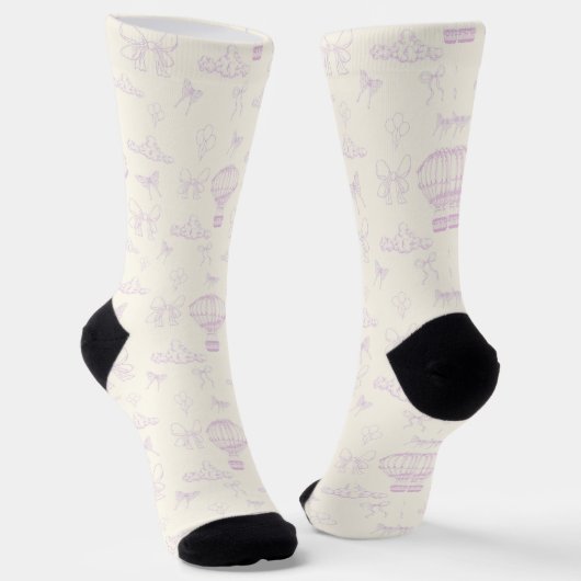 Toile Hot Air-Balloon And Bows Seamless Pattern Socken (Gewinkelt)