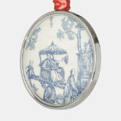 Toile in Blau und Weiß Silbernes Ornament (Links)