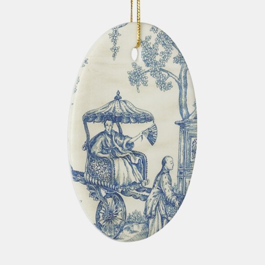 Toile in Blauem u. in weißem Keramik Ornament (Rechts)