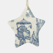 Toile in Blauem u. in weißem Keramikornament (Rechts)