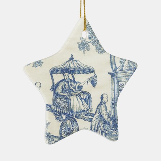 Toile in Blauem u. in weißem Keramikornament (Rechts)