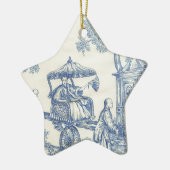 Toile in Blauem u. in weißem Keramikornament (Links)