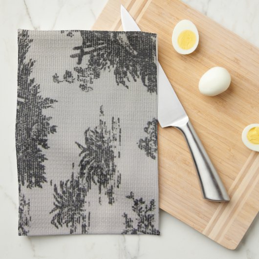 Toile in Schwarzem u. im Weiß Küchentuch (Viertel Falte)