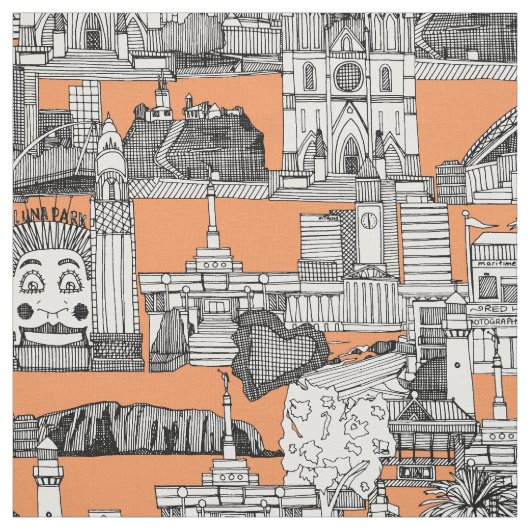 Toile jouy Mandarine Des AUSTRALIENS Stoff (Muster)