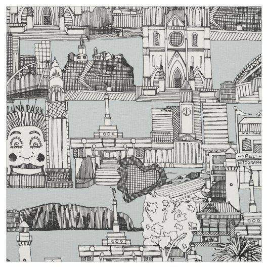 Toile jouy Monochrom Des AUSTRALIENS Stoff (Muster)