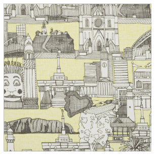 Toile jouy Vintages Gelb Des AUSTRALIENS Stoff