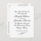 Toile & Kalligrafie Hochzeit Speichern Sie das Dat Einladungspostkarte (Vorne/Hinten)