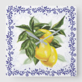 Toile Lemons Clock Quadratische Wanduhr (Vorderseite)