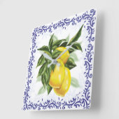 Toile Lemons Clock Quadratische Wanduhr (Winkel)