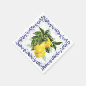 Toile Lemons Cocktail Napkins Serviette (Ecke)