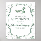 Toile Mallard Duck Gender Neutral Baby Shower Poster (Vorne)