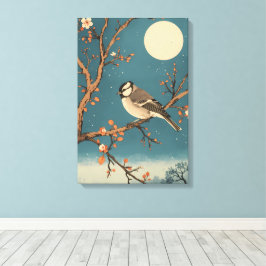 Toile Moonlit Bird on Blossom Branch Leinwanddruck