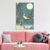 Toile Moonlit Bird on Blossom Branch Leinwanddruck (Insitu (Wohnzimmer))