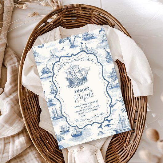 Toile Nautical Baby Showdiapper Raffle Begleitkarte