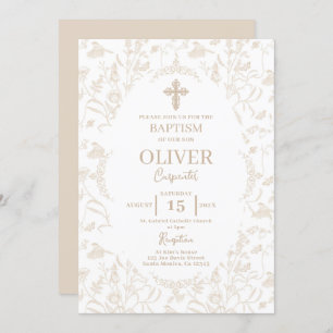 Toile Neutrale Taufe Einladung