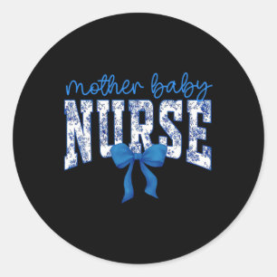 Toile Nurse Bow Blue Coquette Mutter Ba Runder Aufkleber