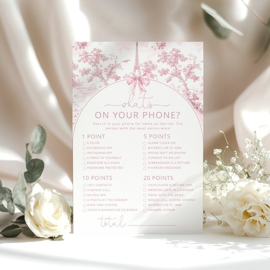 Toile Paris what's on your phone pink bridal game