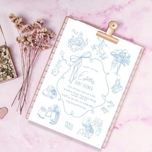 Toile Peter the Rabbit Beatrix Baby Shower Einladung