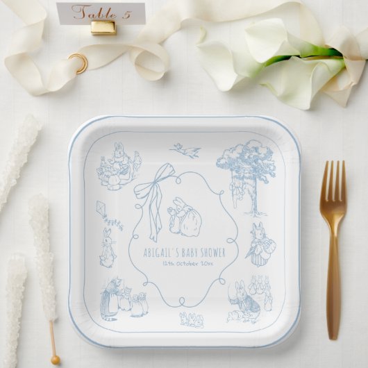 Toile Peter the Rabbit Beatrix Baby Shower Pappteller (Hochzeit)