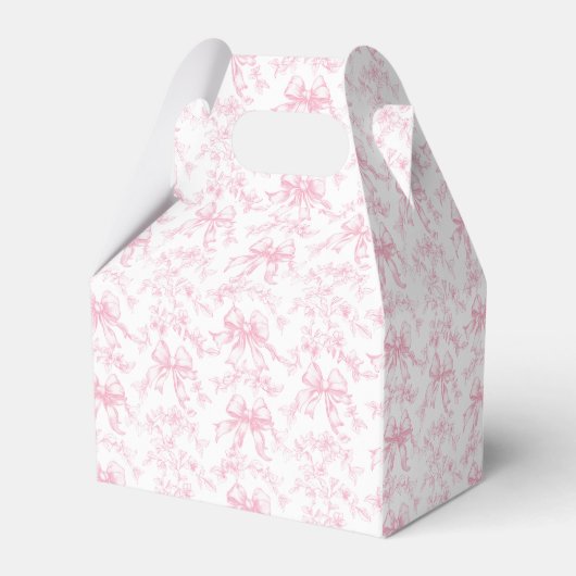 Toile Pink Bow Birthday Favor Box Geschenkschachtel (Rückseite)