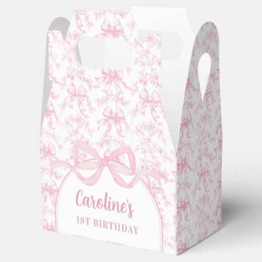 Toile Pink Bow Birthday Favor Box Geschenkschachtel (Geöffnet)