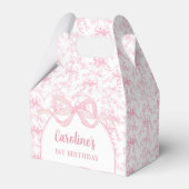 Toile Pink Bow Birthday Favor Box Geschenkschachtel (Vorderseite)