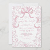 Toile Pink Bow Sie bindet das Brautparty des Knote Einladung (Vorderseite)