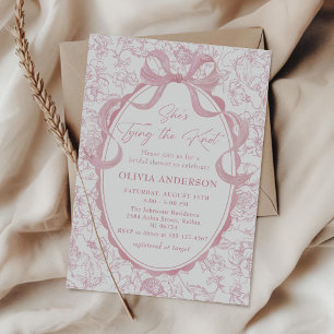 Toile Pink Bow Sie bindet das Brautparty des Knote Einladung