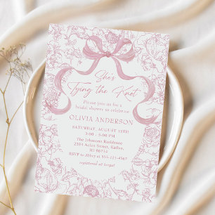 Toile Pink Bow Sie bindet das Brautparty des Knote Einladung