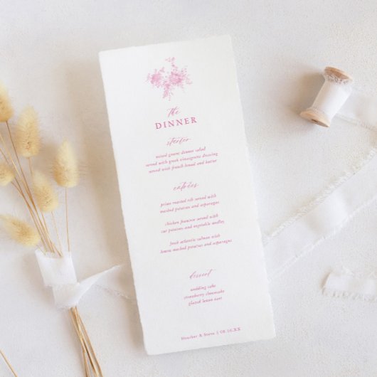 Toile Pink Classic Hochzeitsdinner Menükarte