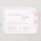 Toile Pink Floral Hochzeit Probe Dinner Einladung (Vorderseite)