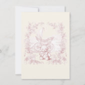 Toile Pink Floral Teddy Bären Carriage Baby Dusche Einladung (Rückseite)