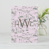 Toile Pink Moderne Brautdusche Einladung (Stehend Vorderseite)