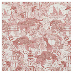 toile Rot des Chinoiserie Stoff