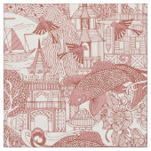 toile Rot des Chinoiserie Stoff (Nahaufnahme)