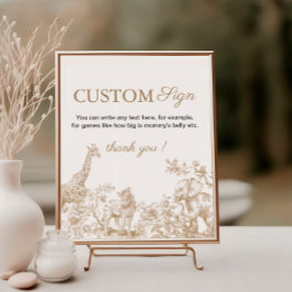 Toile Safari Baby Shower Custom Text Sign Poster