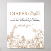 Toile Safari Baby Shower Diaper Raffle Sign Poster (Vorne)